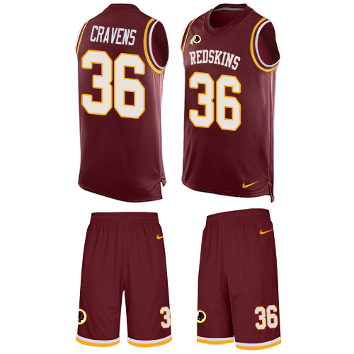 Men's Limited Su'a Cravens Nike Jersey Burgundy Red - #36 Tank Top Suit NFL Washington Redskins